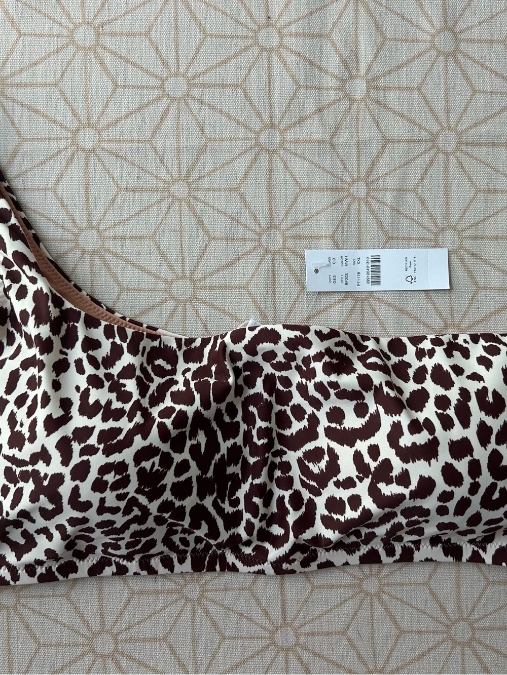 J Crew Leopard Print One Shoulder Bikini Top Leopard  Brown & Cream